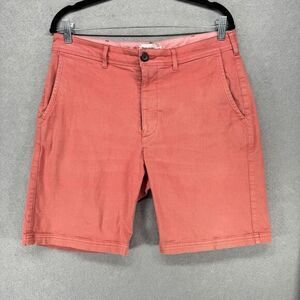 Wellen Shorts Mens Size 33 Coral Pink‎ Chino Flat Front Bermuda READ Playa